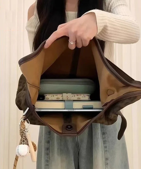 Chic Brown Leopard Large Capacity Fine Suede Shoulder Handbag