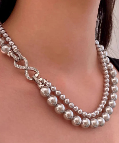 Light Luxury White Pearl Zircon Multi-Layered Necklace