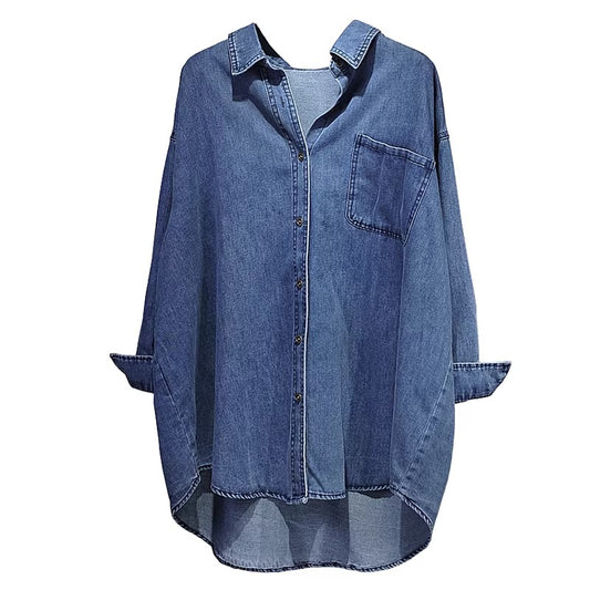 Retro  Blue Denim Shirt  Loose Fit Premium Layered Jacket Fall Winter 2026