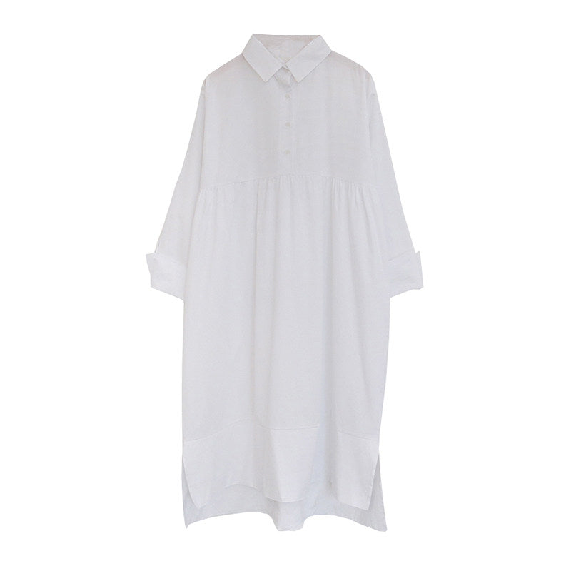 Loose Fit Slimming White Doll Dress Long Sleeve Maxi Dress for Women