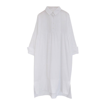 Loose Fit Slimming White Doll Dress Long Sleeve Maxi Dress for Women