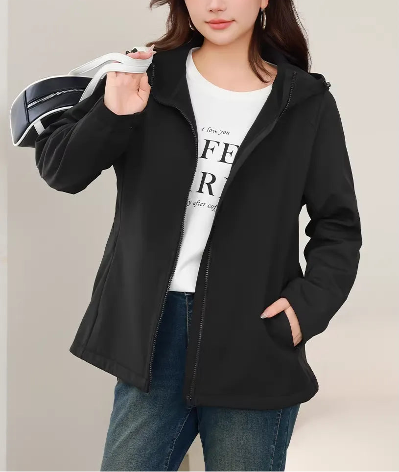 Plus Size Windproof Warm Fleece Lined Coat