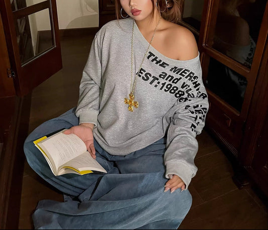 Plus Size One Shoulder Loose Top