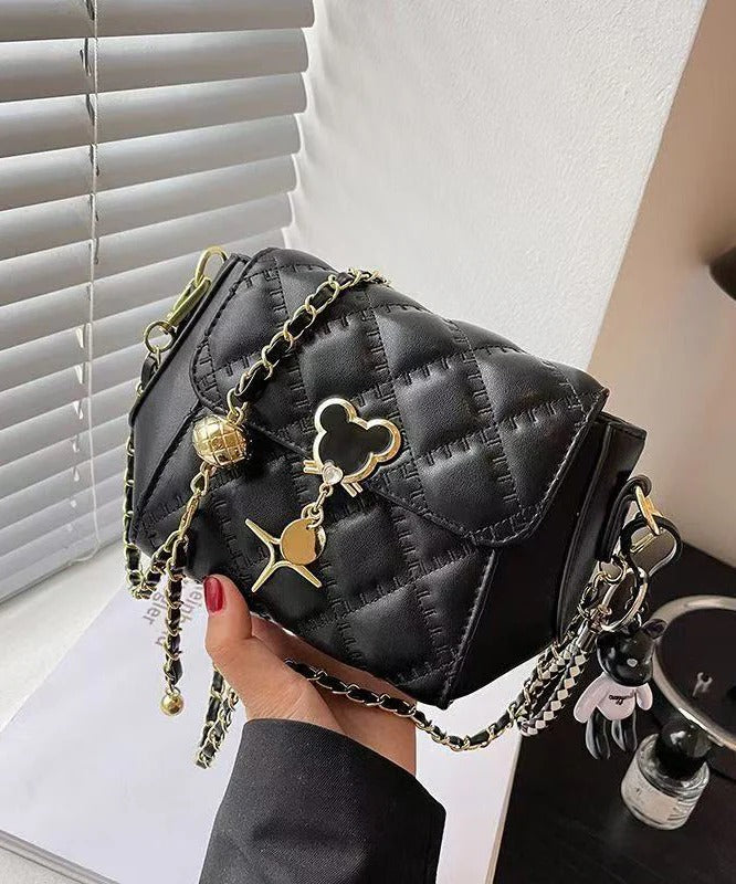 Boho Black Mickey Solid Durable Faux Leather Micro Bag