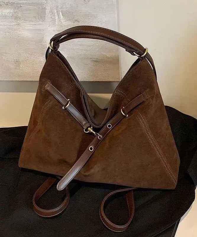 Classy Brown Solid Durable Fine Suede Women Handbags