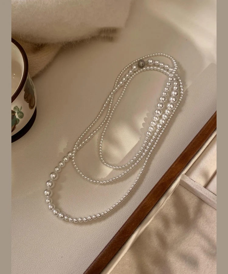 New Classy White Versatile Long Pearl Necklace