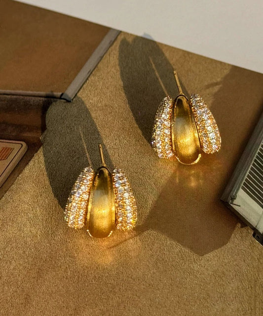 New Gold Layer Design Zircon Studded Earrings