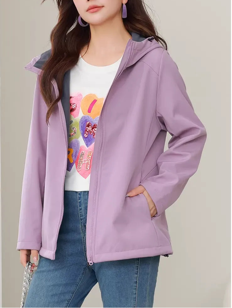 Plus Size Windproof Warm Fleece Lined Coat