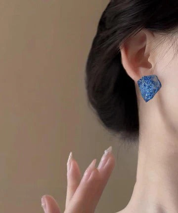 Fashion Blue Personalized Irregular Alloy Resin Earrings