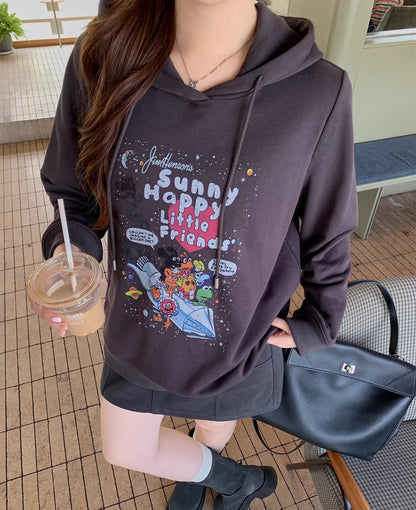 Plus Size Cartoon Print Crew Neck Sweatshirt