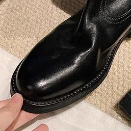 Women's V-Collar Autumn Winter Short Motorcycle Boots, Mahogany Tone Slim Fit