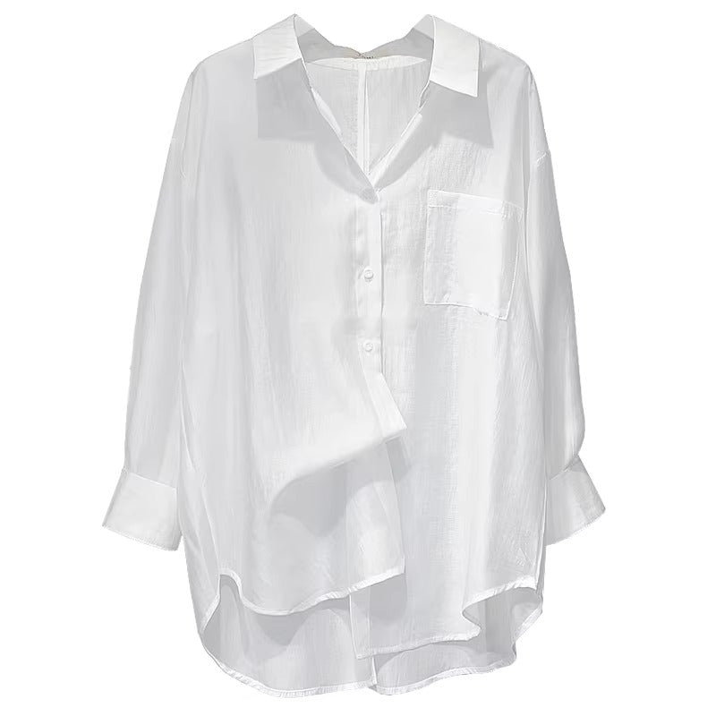 Modern White Peter Pan Collar Button Top Spring
