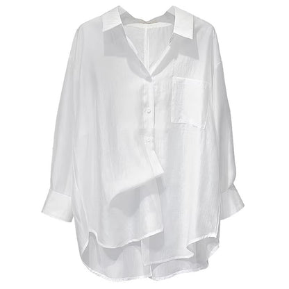 Modern White Peter Pan Collar Button Top Spring