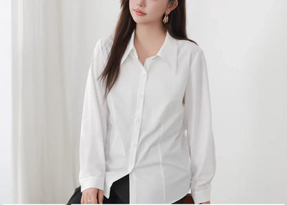 Plus Size 2026 New Spring Slim Fit Light Office White Shirt