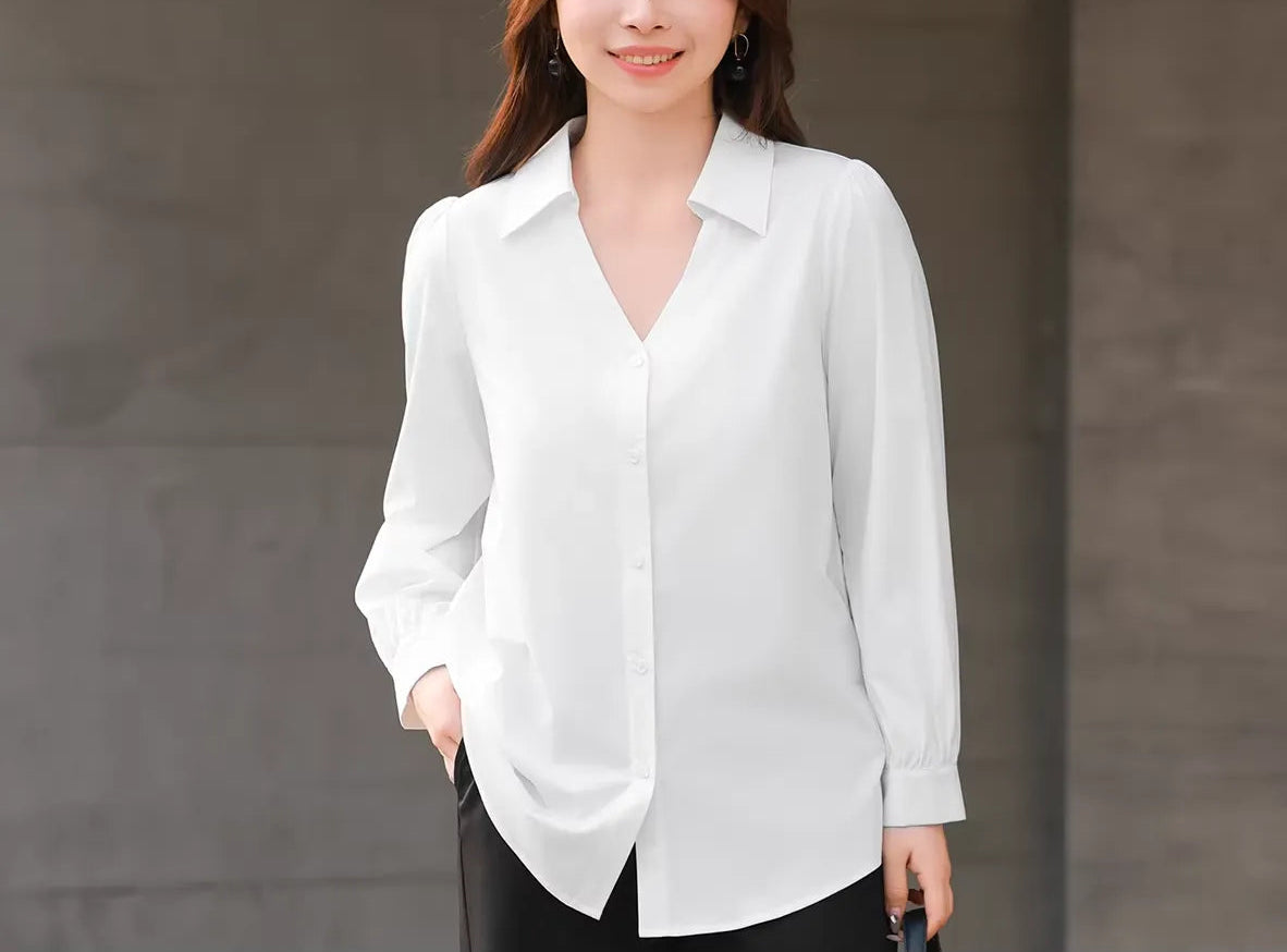 Plus Size 2026 New Spring Slim Fit Light Office White Shirt