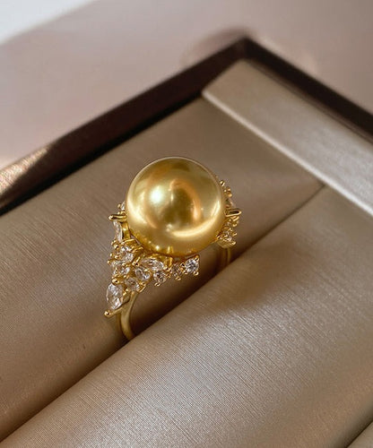 2026 New White Pearl Zircon Open Silver Rings