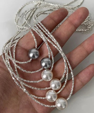Light Luxury WhiteBroken Silver White Pearl Necklace