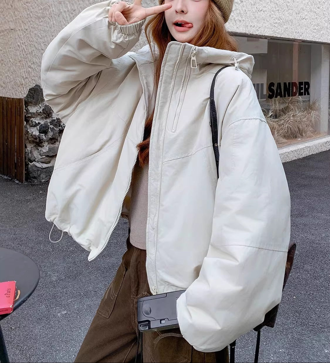 Hooded Streetwear 90% White Duck Down