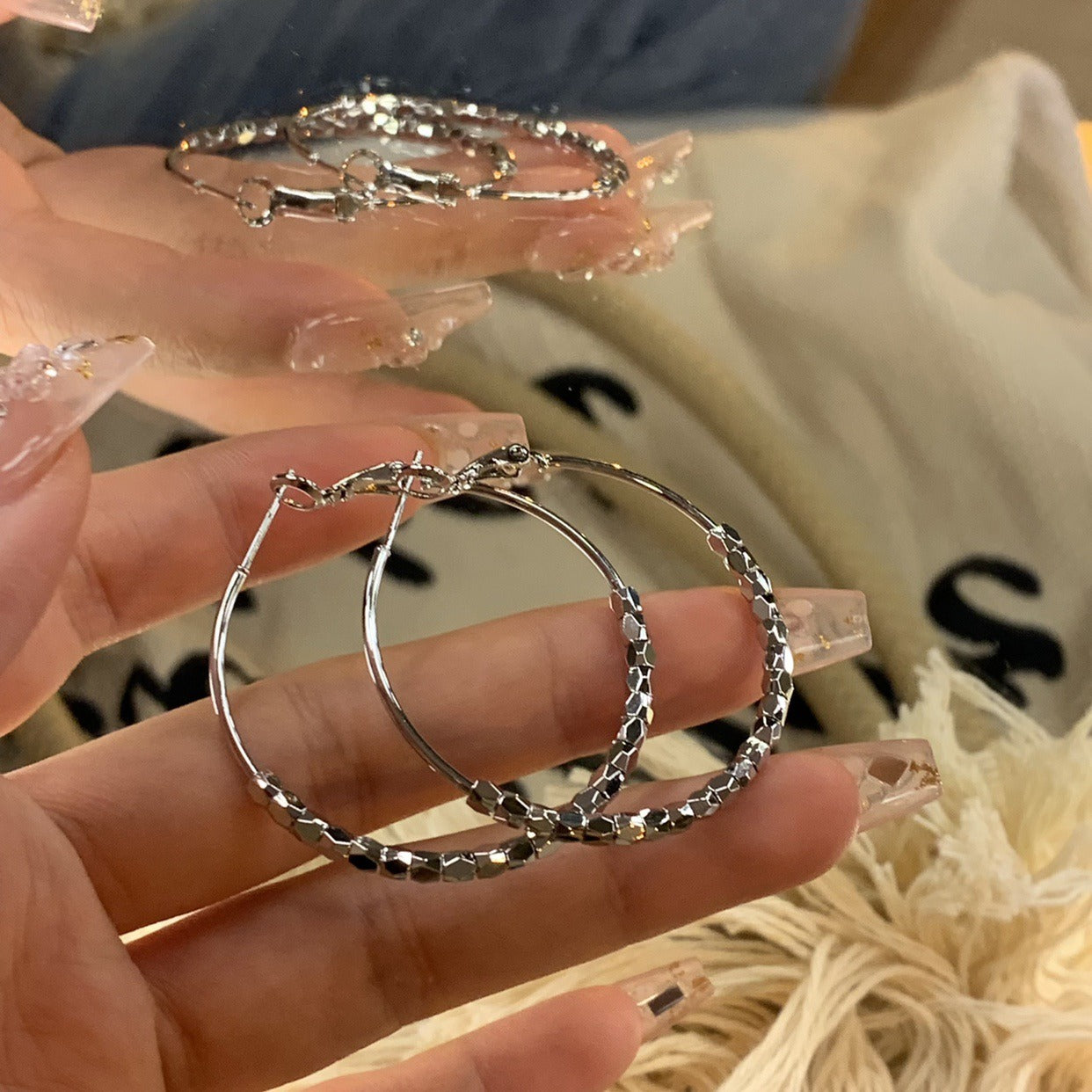 Minimalist Silver Hoop Earrings Plain Hoops