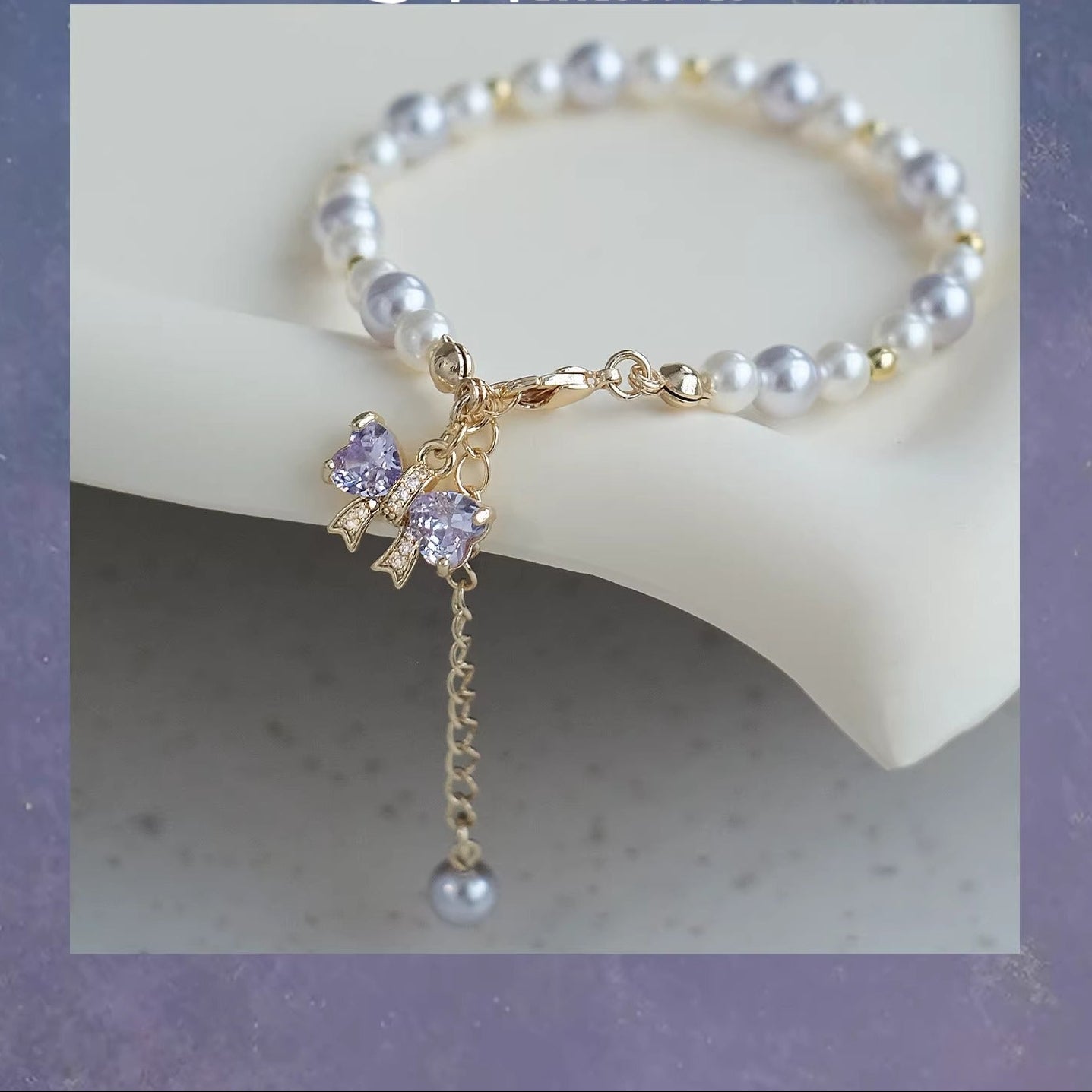 Pearl Bow Zircon Bracelet