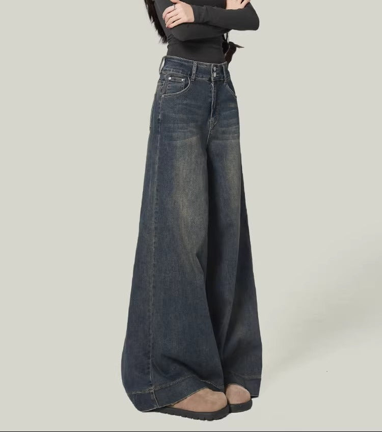 Vintage Blue Wide Leg Denim Jeans