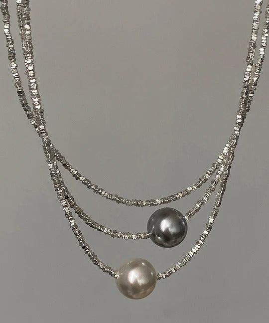 Light Luxury WhiteBroken Silver White Pearl Necklace
