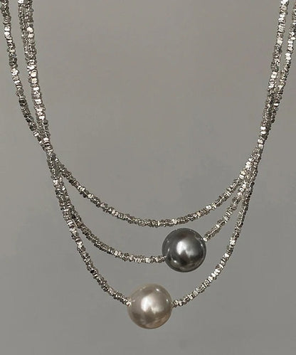 Light Luxury WhiteBroken Silver White Pearl Necklace