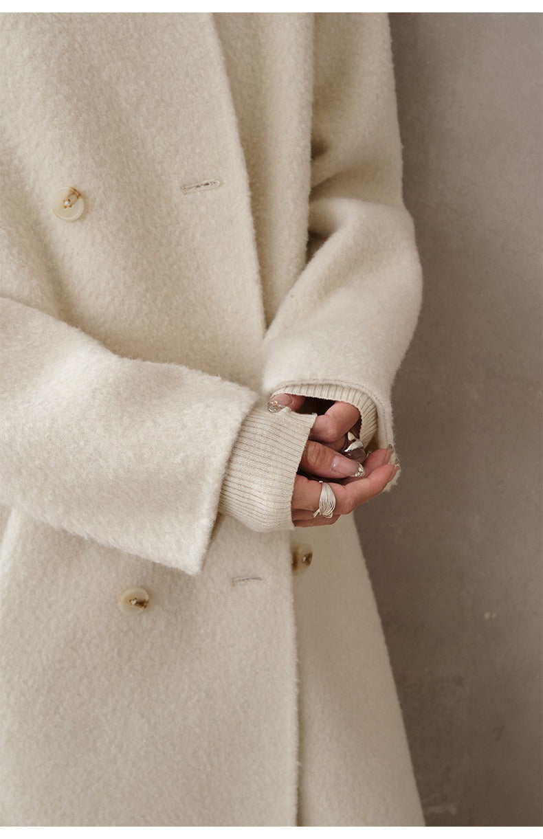 Double Breasted Long Belted Double Faced Alpaca