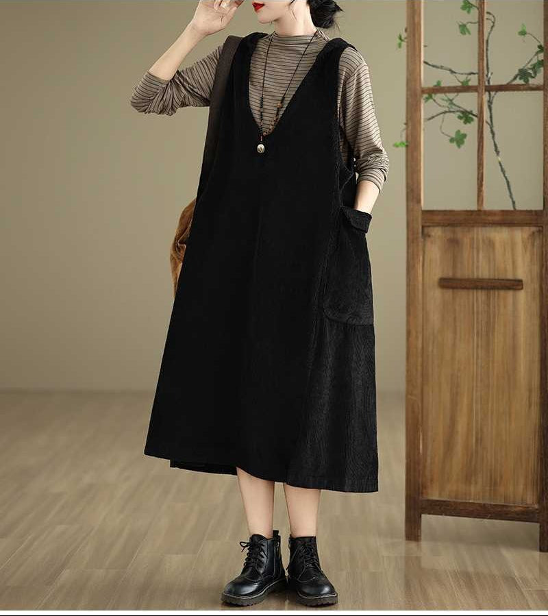Plus Size Women Casual Solid Corduroy Long Vest Coat