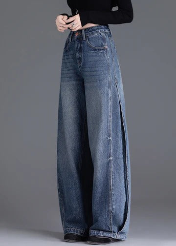 Italian Blue Oversized  Denim Wide Leg Pants