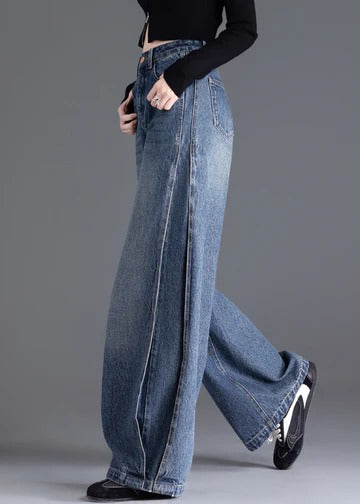 Italian Blue Oversized  Denim Wide Leg Pants
