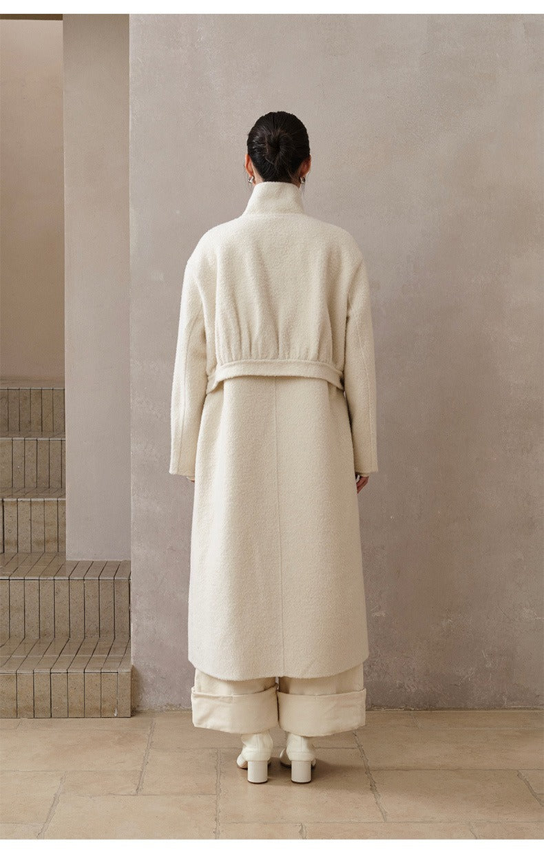 Double Breasted Long Belted Double Faced Alpaca