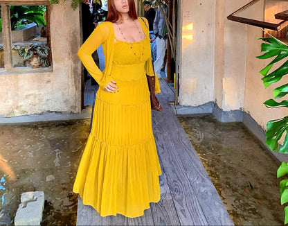 Plus Size Sexy Vacation Dress with Waist Tie