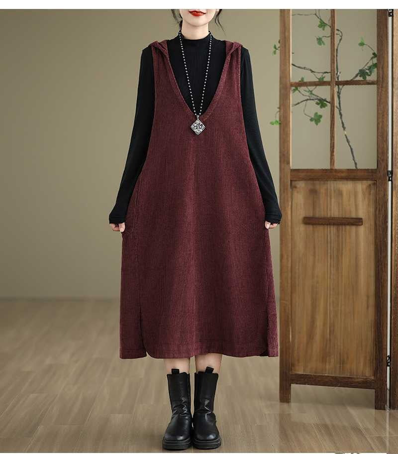 Plus Size Women Casual Solid Corduroy Long Vest Coat