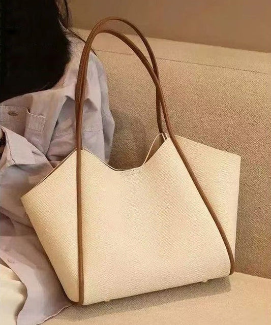 Elegant White Large Capacity Solid Durable Faux Leather Shoulder Bags