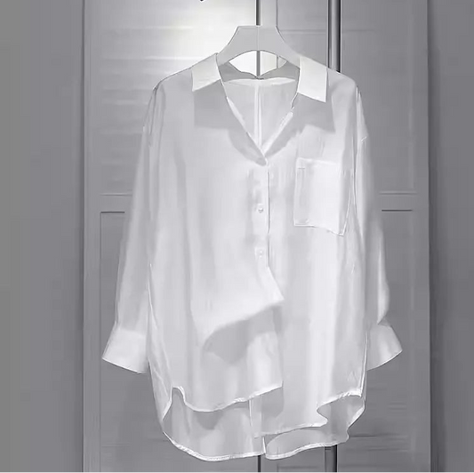 Modern White Peter Pan Collar Button Top Spring