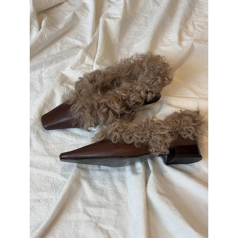 Women's British-Style Fleece-Lined Fuzzy Shoes