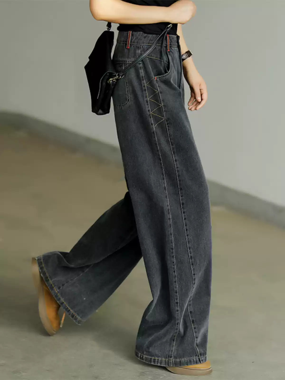 Women's Hyuna Style High-Waisted Flattering Drapey Wide-Leg Pants