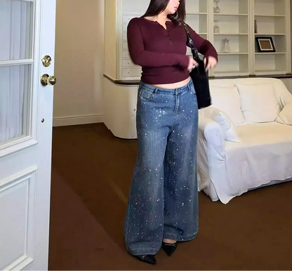 Plus Size Sparkle Rhinestone Jeans