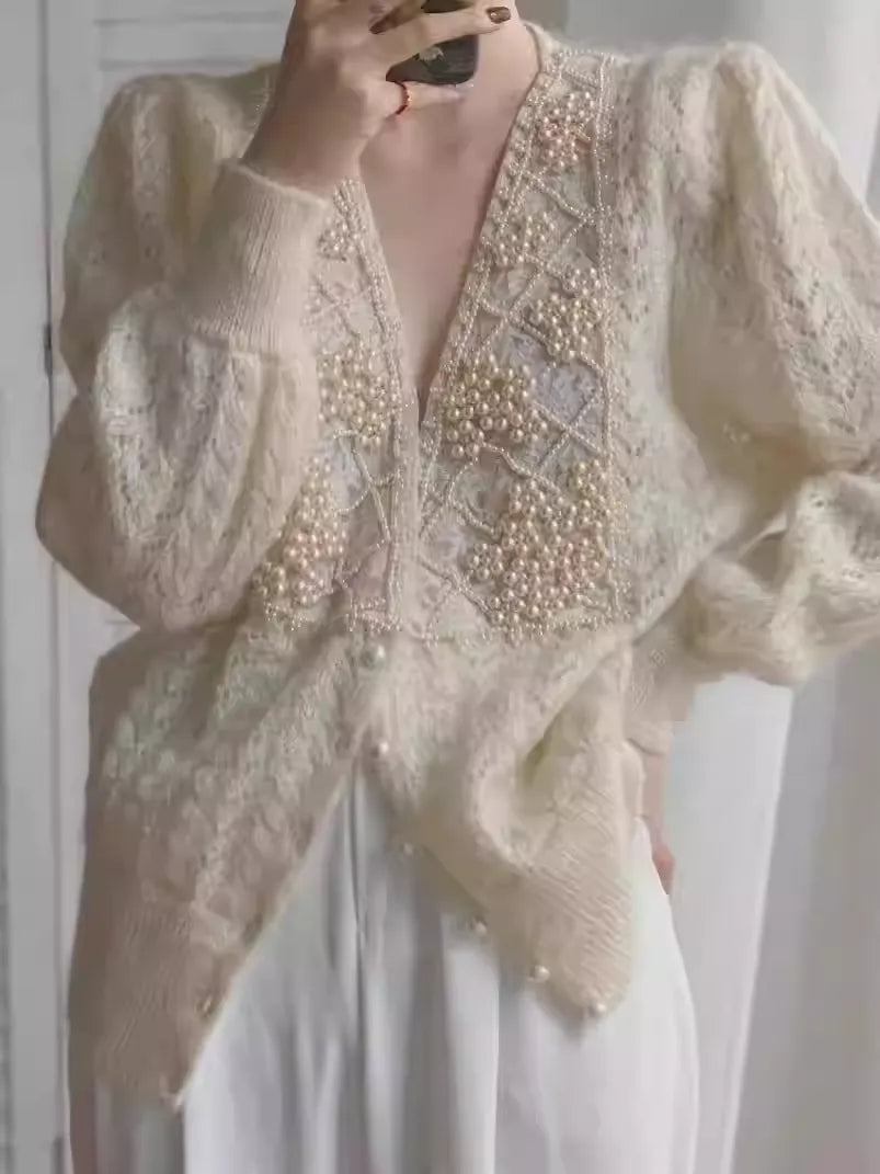 Long Sleeve Crochet Cardigan Outerwear