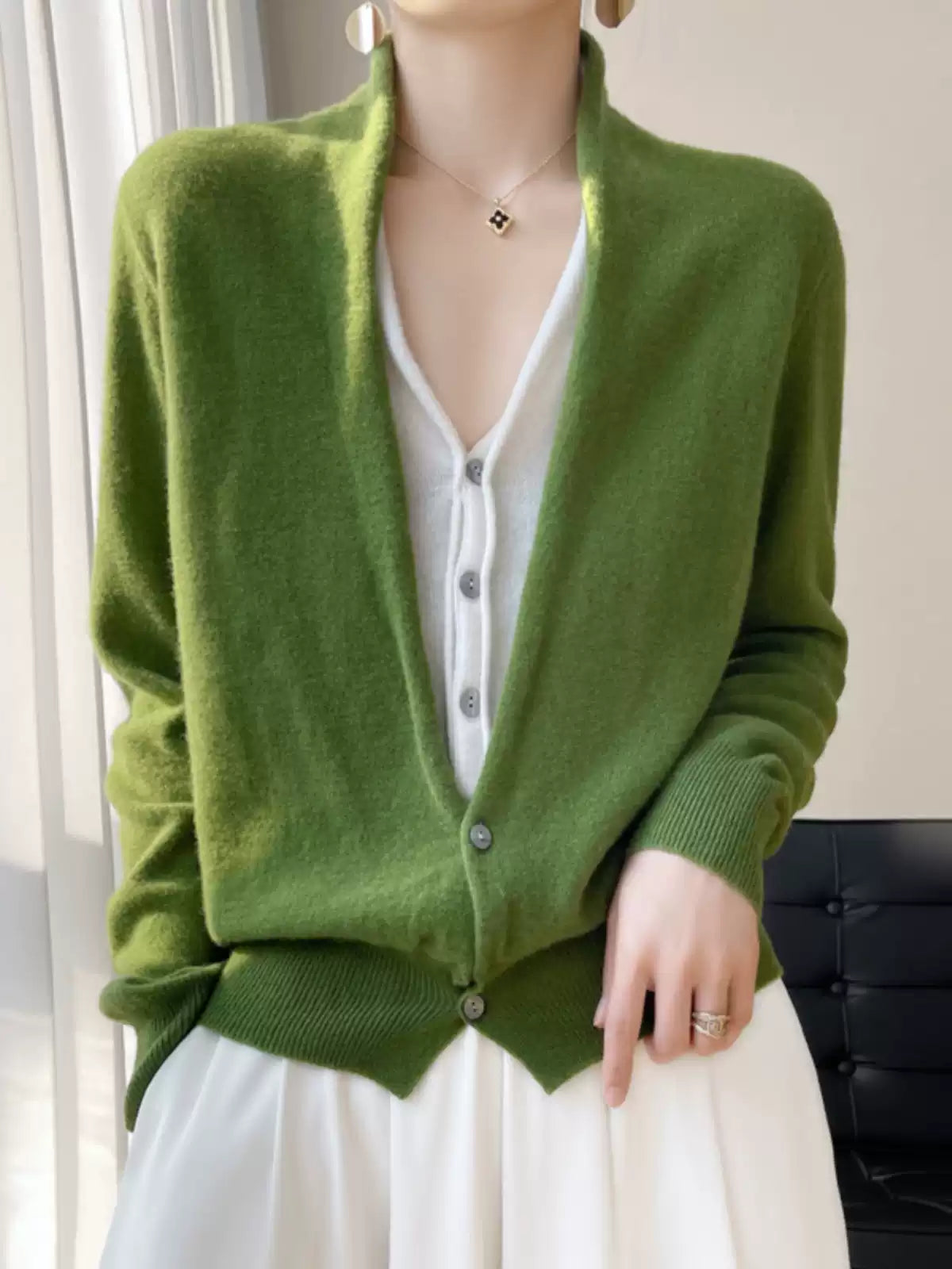 New Women's False Two-Piece Cashmere Cardigan