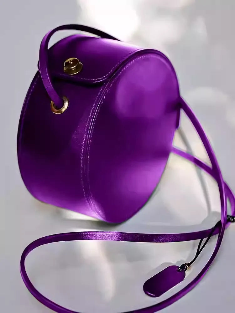 Purple Leather Mini Top Handle Bag