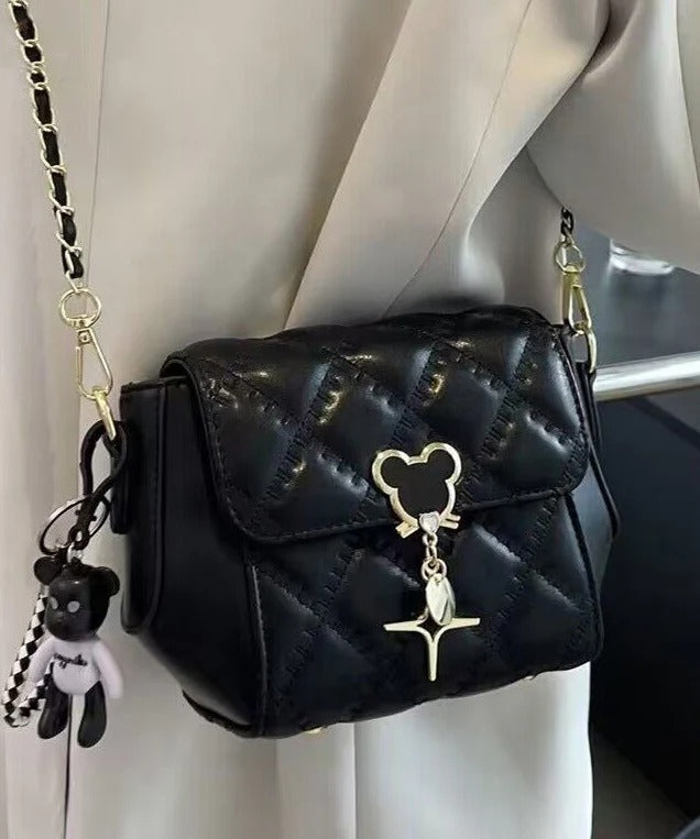 Boho Black Mickey Solid Durable Faux Leather Micro Bag