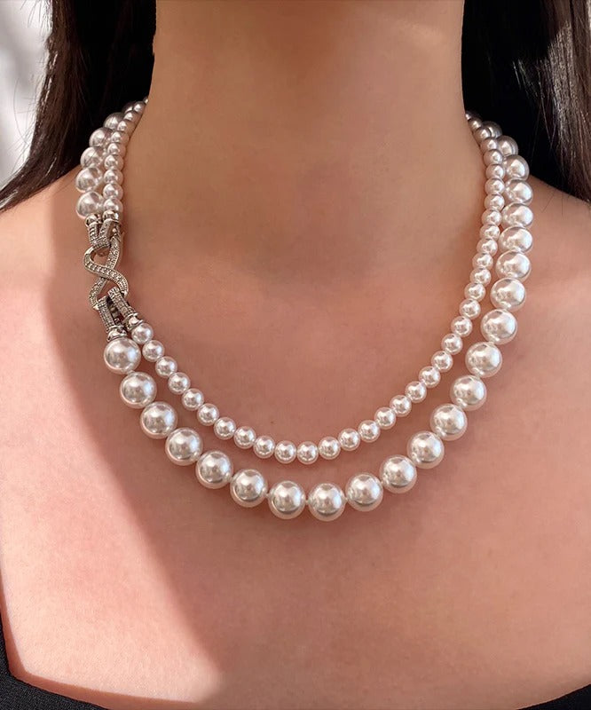 Light Luxury White Pearl Zircon Multi-Layered Necklace