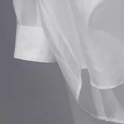 Modern White Peter Pan Collar Button Top Spring