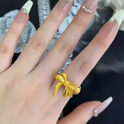 Women's Golden Lace Bowknot New Chinese Ring