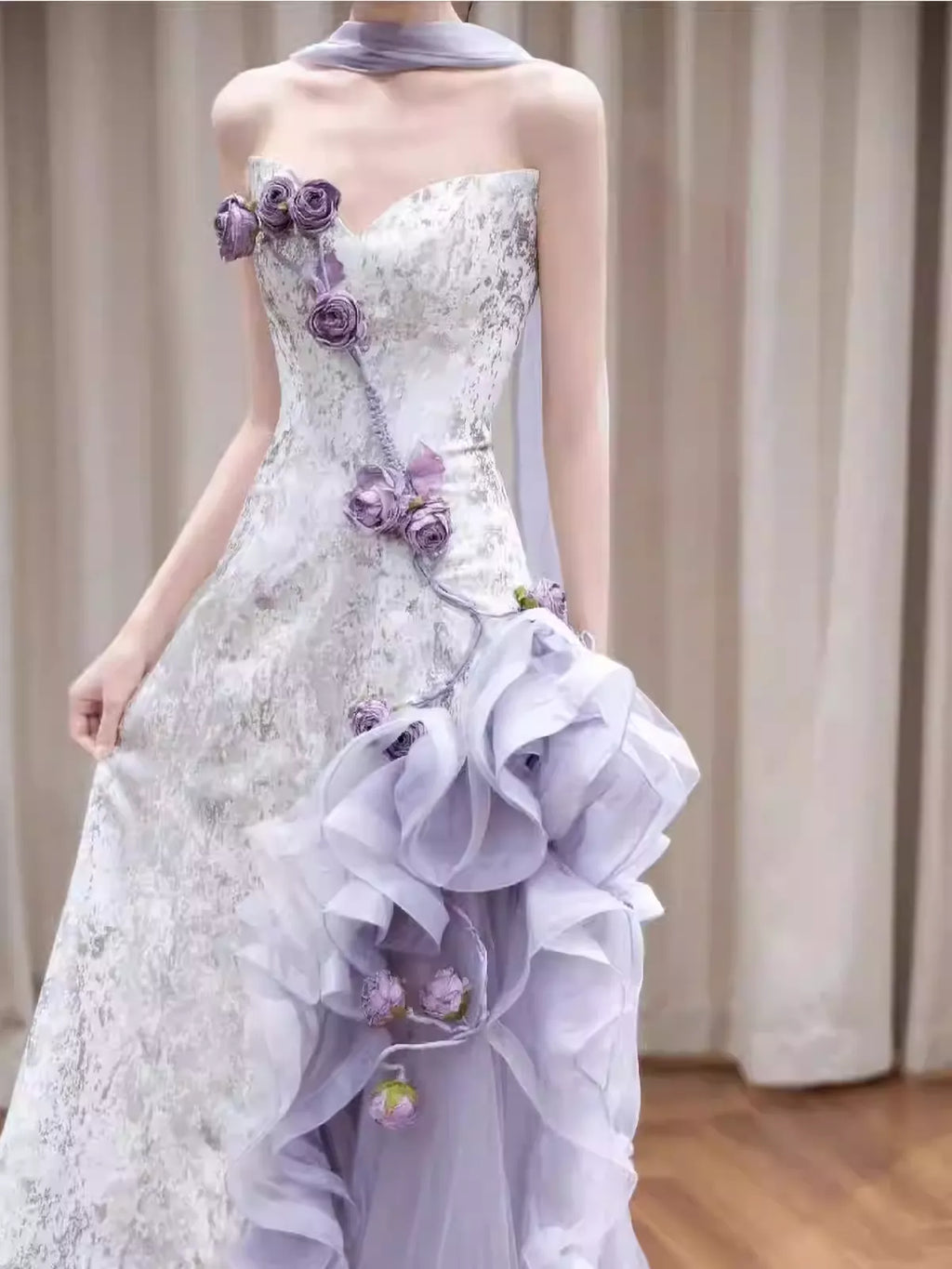 Purple Strapless Fairycore Bridal Robe