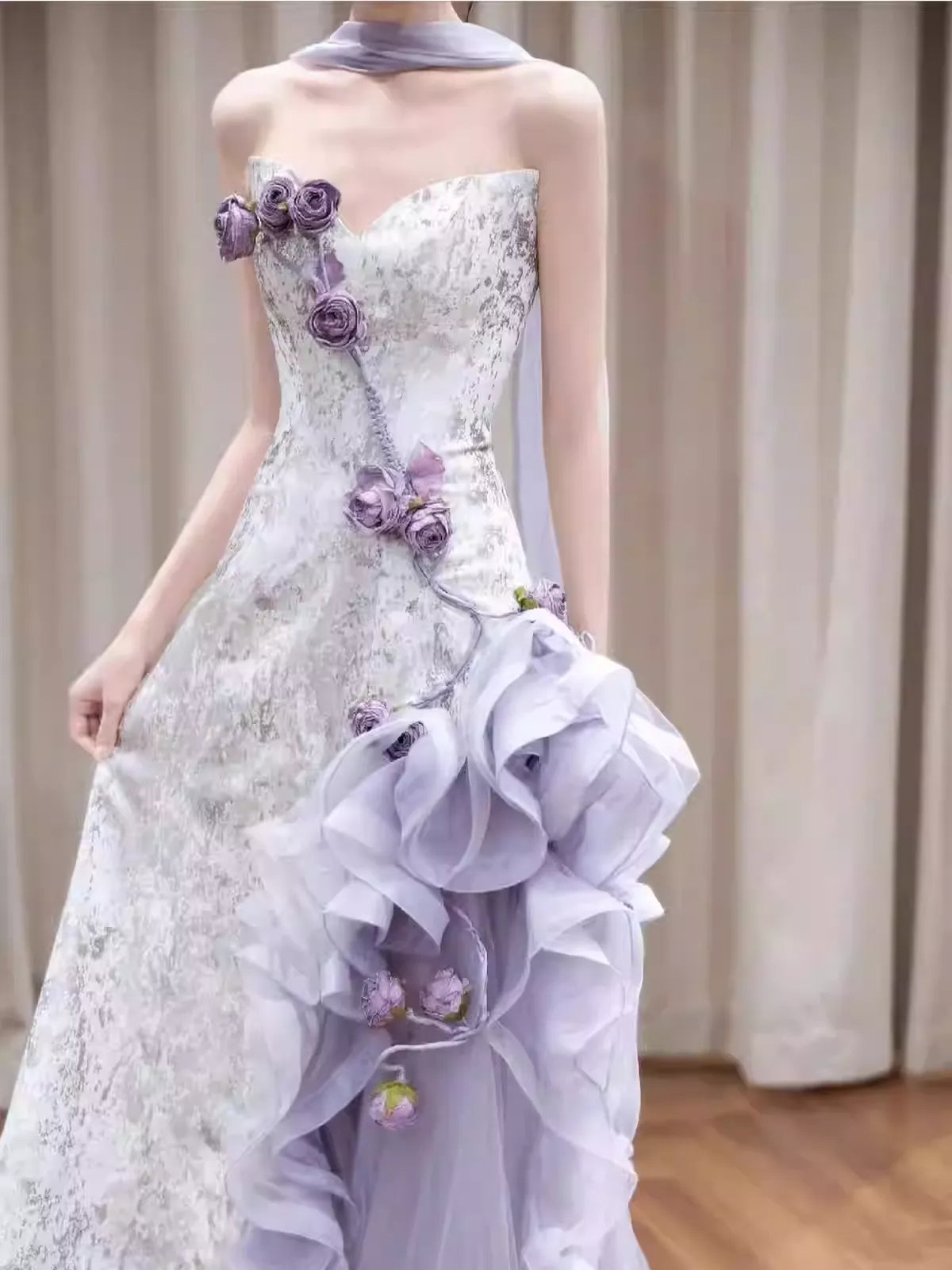 Purple Strapless Fairycore Bridal Robe