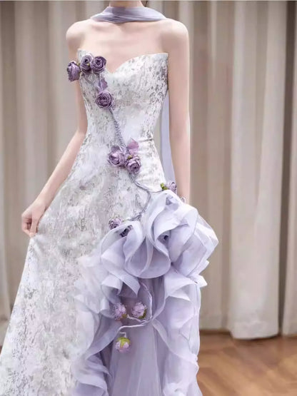 Purple Strapless Fairycore Bridal Robe