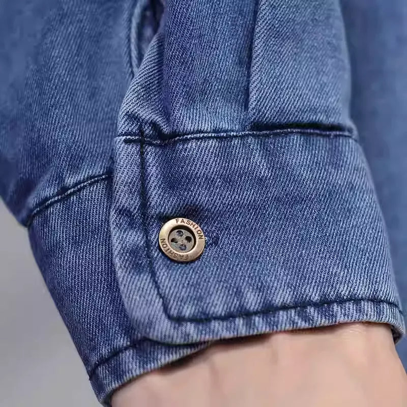 Retro  Blue Denim Shirt  Loose Fit Premium Layered Jacket Fall Winter 2026